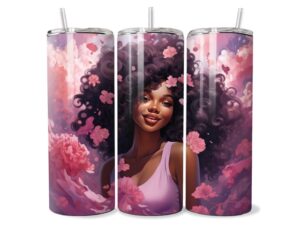 Rózsaszín Virágos Afro Tumbler