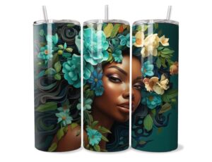 Kék Virágos Afro Tumbler