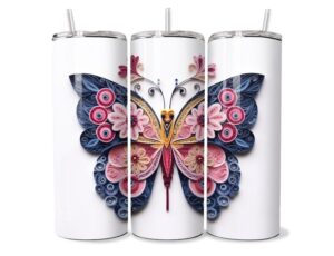 Papír Quilling Pillangó Tumbler