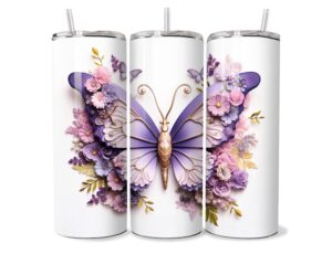 Lila Virágos Pillangó Tumbler