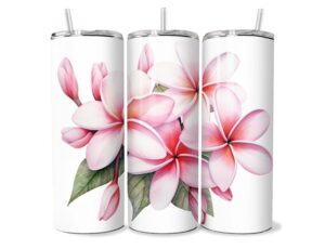 Rózsaszín Plumeria Tumbler