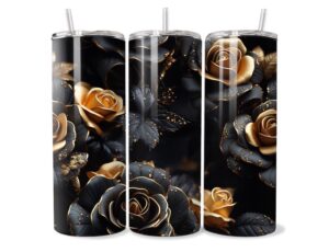 Fekete és Arany Rózsa Tumbler