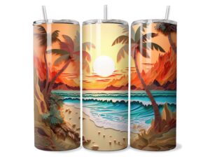 Trópusi Naplemente Pálmafákkal Tumbler